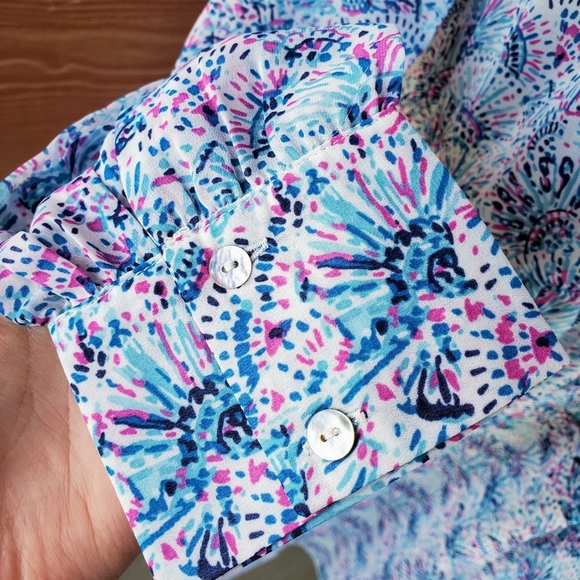 NWT Simply Southern Blue and Pink Multicolor Semisheer Buttontop Coverup Dress - Picture 10 of 16